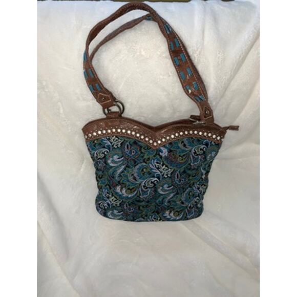 Women's Turquoise Paisley Rhinestone‎ Shoulder Bag - Picture 1 of 7